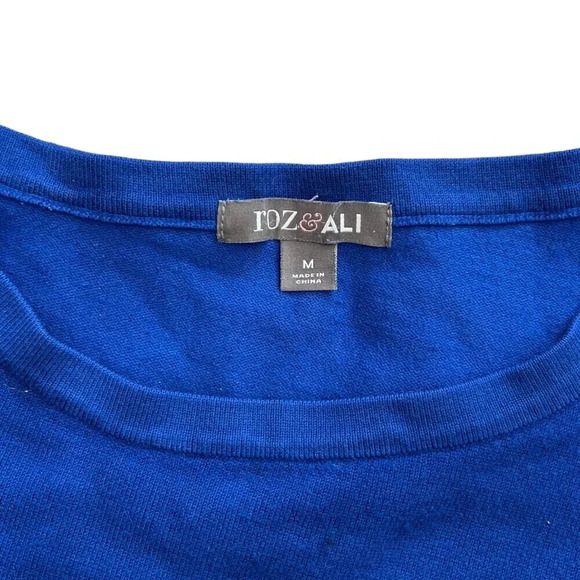 Roz & Ali Blue Black Knit Asymmetric Sweater M - Picture 3 of 3